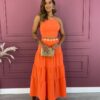 Conjunto Feminino Duna Cropped e Saia Longa Laranja - Fernanda Ramos Store