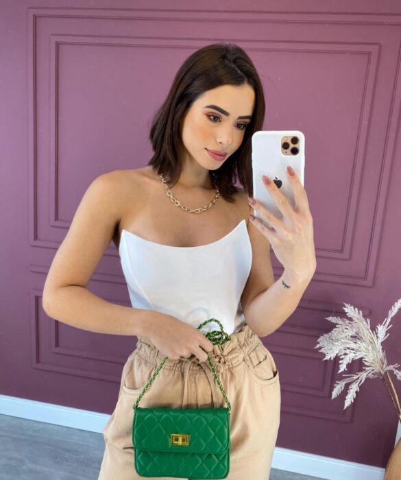 Cropped Corset com Bojo Tomara que Caia Branco Fernanda Ramos Store