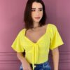 Cropped Feminino com Bojo Amarração no Decote Amarelo Fernanda Ramos Store