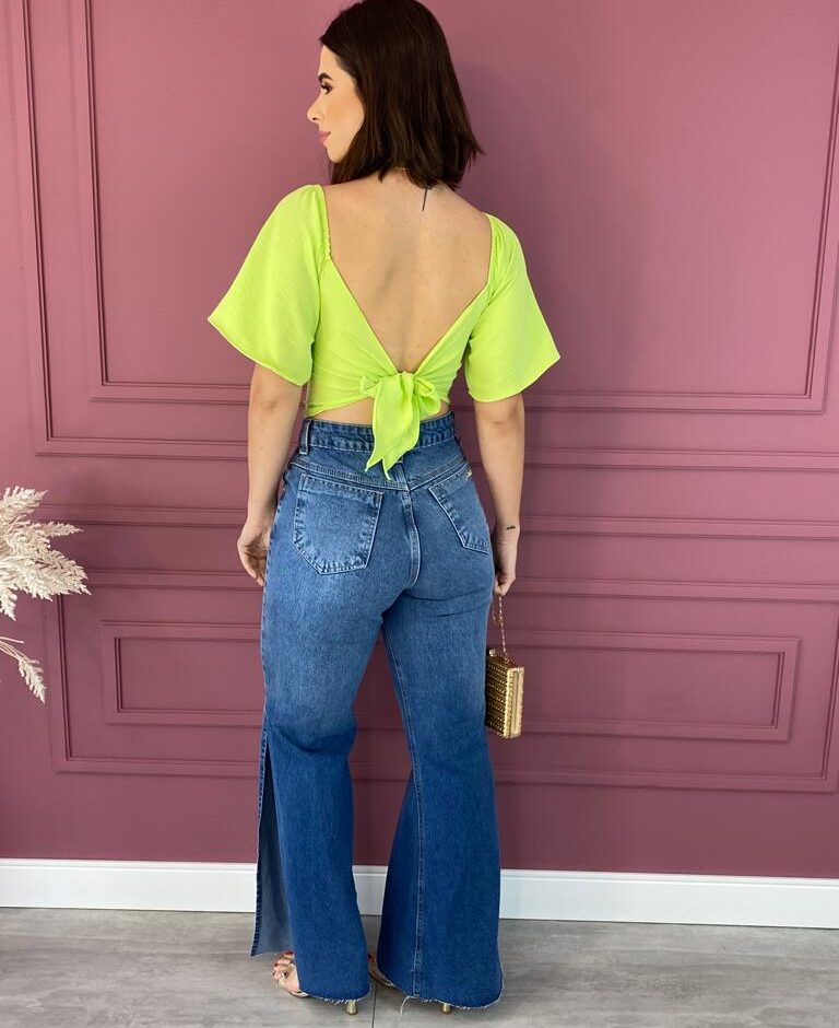 Cropped Feminino com Bojo Amarração no Decote Verde - Fernanda Ramos Store