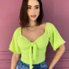 Cropped Feminino com Bojo Amarração no Decote Verde Fernanda Ramos Store