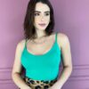 Cropped Feminino com Bojo de Alça Verde Fernanda Ramos Store