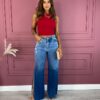 Cropped Feminino com Bojo e Amarração Canelado Vermelho Fernanda Ramos Store