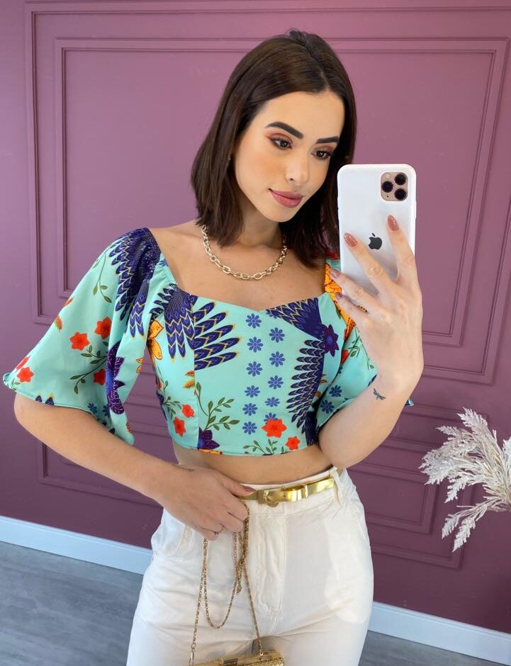 fernandaramosstore com br cropped feminino com bojo e amarracao estampado azul 2