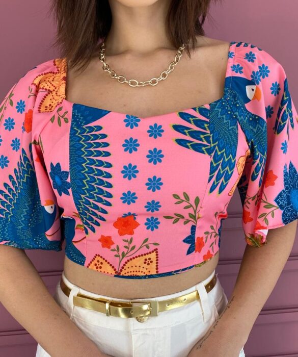 fernandaramosstore com br cropped feminino com bojo e amarracao estampado rosa 1