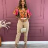 Cropped Feminino com Lastex sem Bojo Estampado Animal Print Fernanda Ramos Store