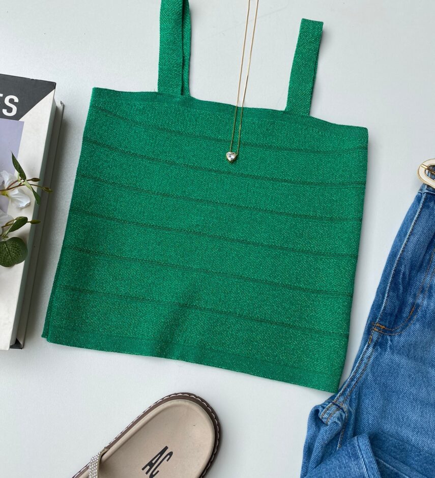 Cropped Feminino Modal sem Bojo Verde - Fernanda Ramos Store