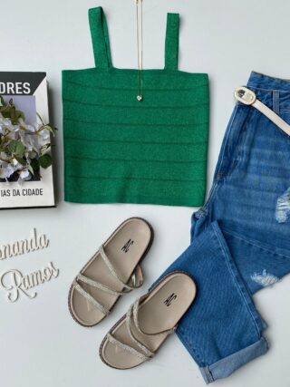 Cropped Feminino Modal sem Bojo Verde - Fernanda Ramos Store