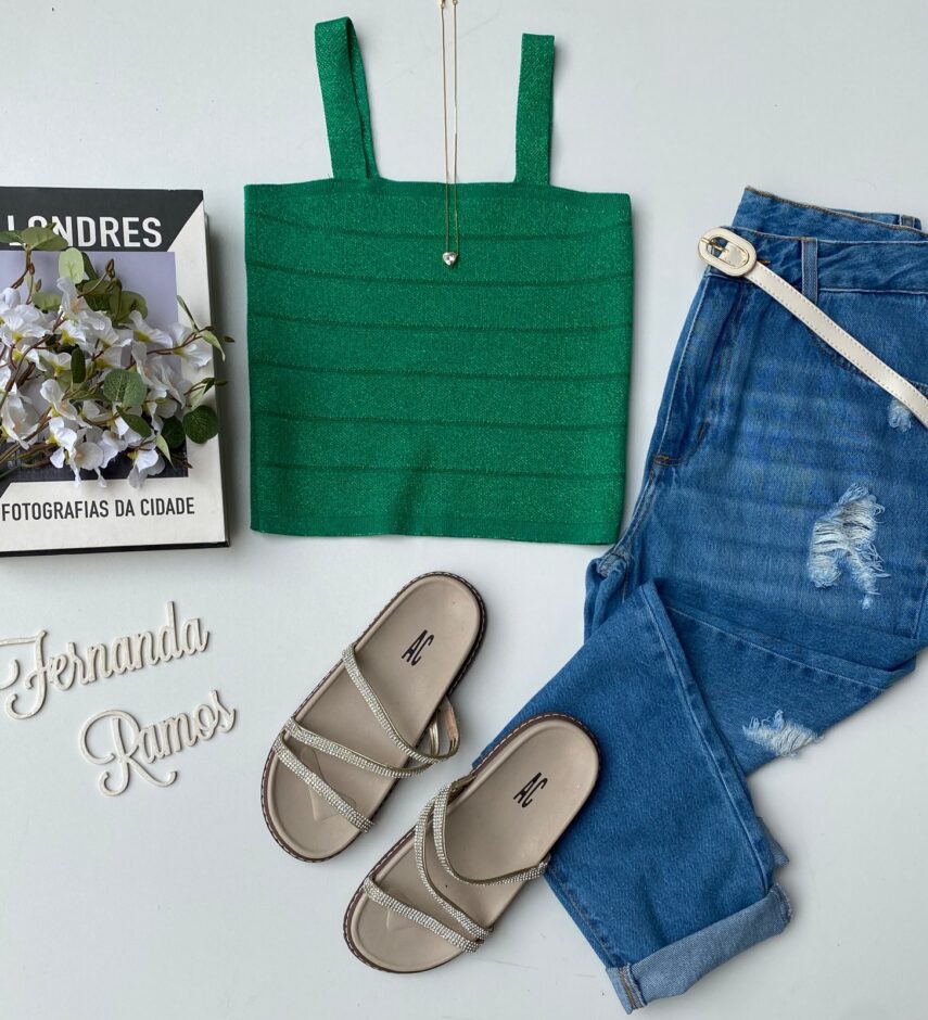 Cropped Feminino Modal sem Bojo Verde - Fernanda Ramos Store