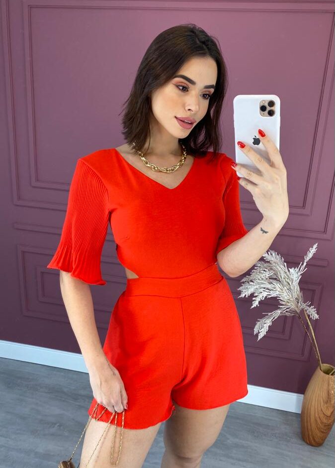 fernandaramosstore com br macaquinho feminino com bojo manga plissada vermelho 1