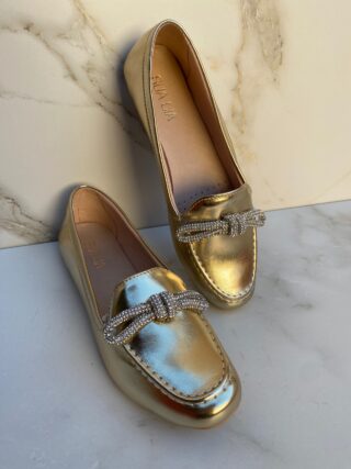 Mocassim Feminino Dourado com Detalhe Fernanda Ramos Store