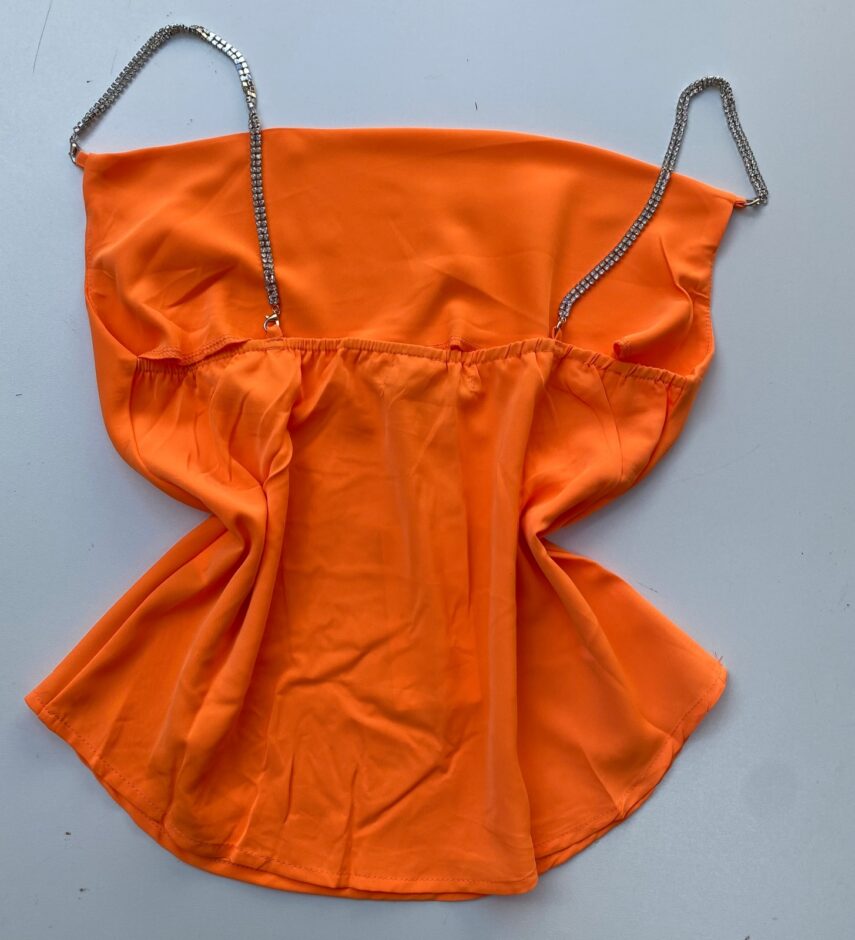 Regata Feminina Alça em Strass Laranja - Fernanda Ramos Store