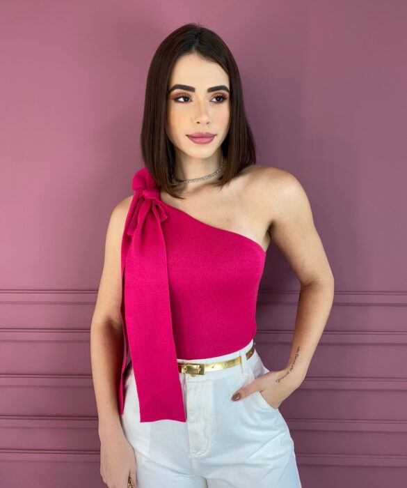 Regata Feminina Modal Nula Manga com Laço Pink Fernanda Ramos Store