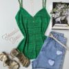 Regata Feminina Tricot com Detalhe nas Alças Verde Fernanda Ramos Store