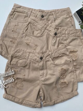 Short Feminino Color Sarja 092882 Bege Fernanda Ramos Store