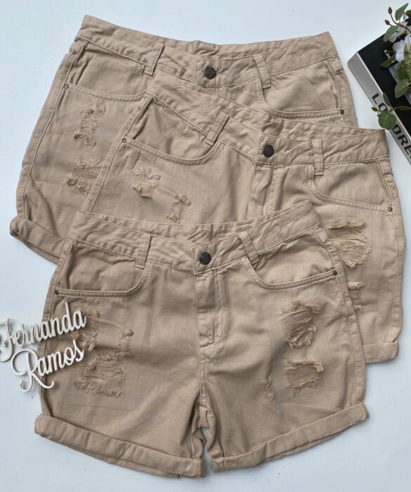 Short Feminino Color Sarja 092882 Bege Fernanda Ramos Store