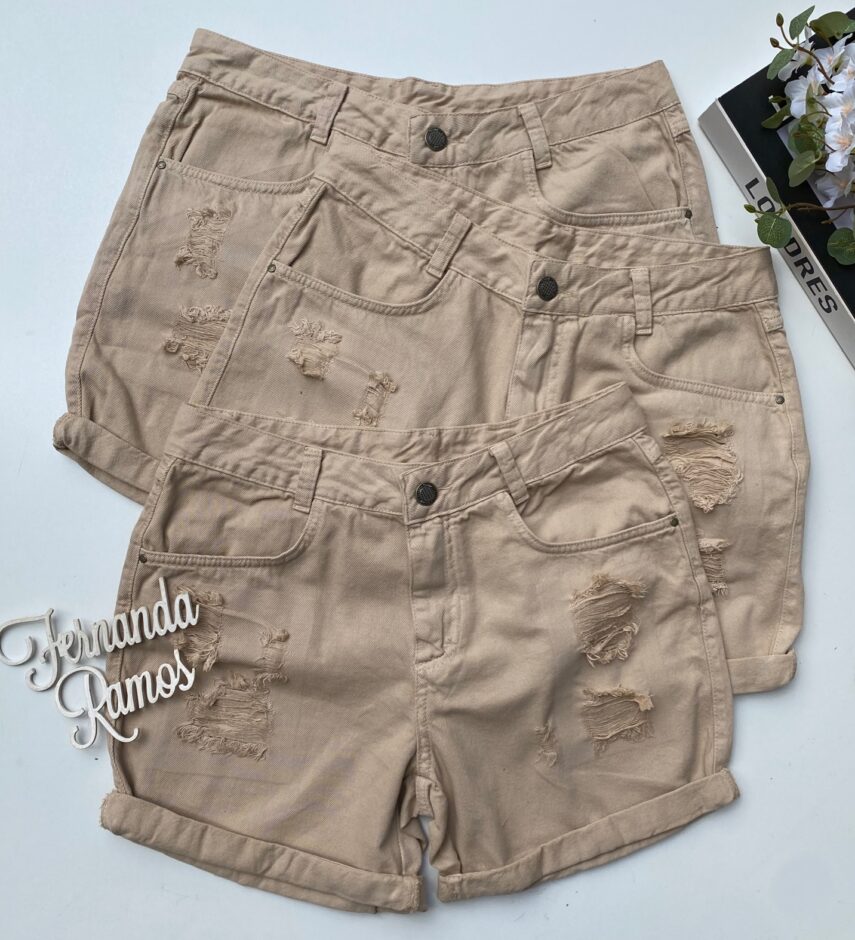 Short Feminino Color Sarja 092882 Bege Fernanda Ramos Store