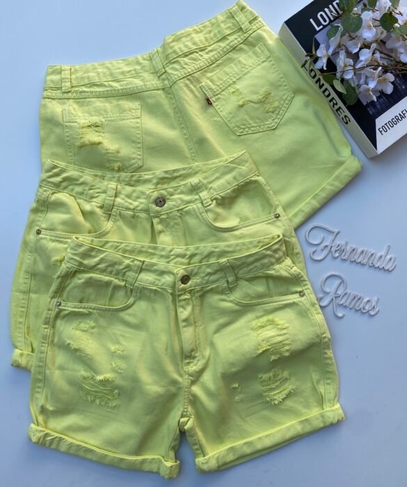 Short Feminino Color Sarja 092882 Verde Lima Fernanda Ramos Store