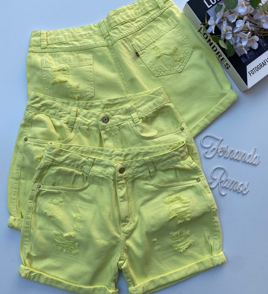 Short Feminino Color Sarja 092882 Verde Lima Fernanda Ramos Store