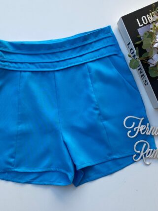 Short Feminino com Detalhe e Bolsos Frontal Azul - Fernanda Ramos Store