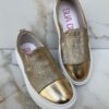 Tênis Slip On Feminino Dourado Detalhe Metalizado Fernanda Ramos Store