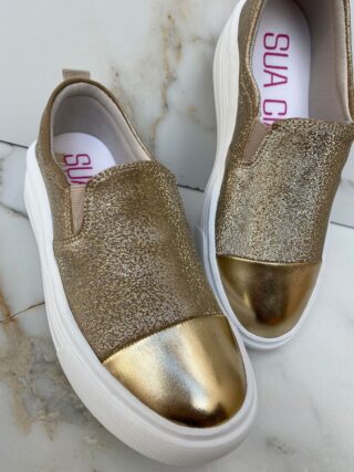 fernandaramosstore com br tenis slip on feminino dourado detalhe metalizado 2