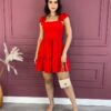 Vestido Curto com Bojo Abertura nas Costas Vermelho Fernanda Ramos Store