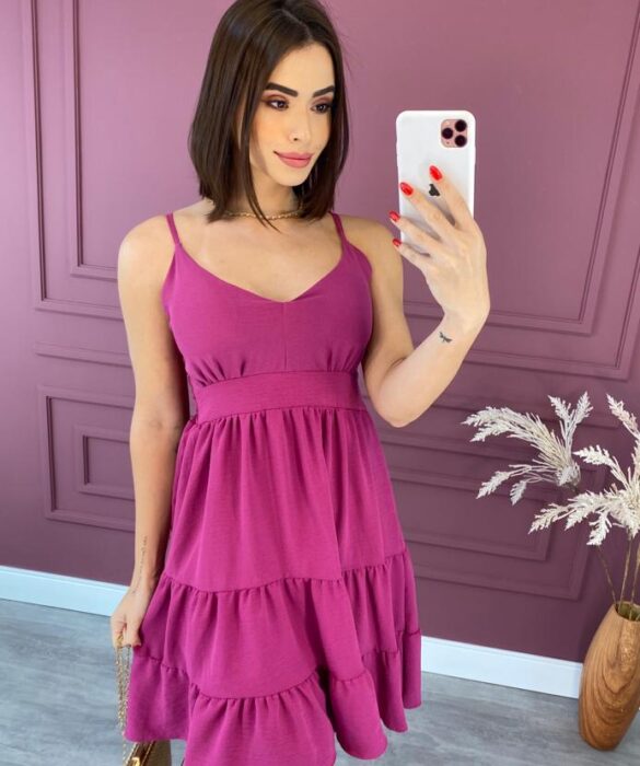 fernandaramosstore com br vestido curto com bojo alca regulavel fucsia 1