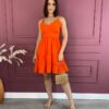 Vestido Curto com Bojo Alça Regulável Laranja Fernanda Ramos Store