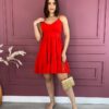 Vestido Curto com Bojo Alça Regulável Vermelho Fernanda Ramos Store