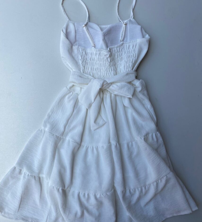 Vestido Curto com Bojo Branco com Detalhe em Amarração - Fernanda Ramos Store