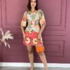 Vestido Curto com Bojo com Amarração Atrás Estampado Branco Fernanda Ramos Store