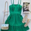 Vestido Curto com Bojo de Alça Regulável Verde Fernanda Ramos Store