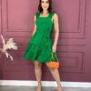 Vestido Curto com Bojo e Amarração Alça com Babados Verde Fernanda Ramos Store