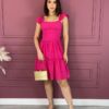 Vestido Curto com Bojo Laise Alça Babados Pink Fernanda Ramos Store