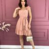 Vestido Curto com Bojo Malha Laise com Amarração Rose Fernanda Ramos Store