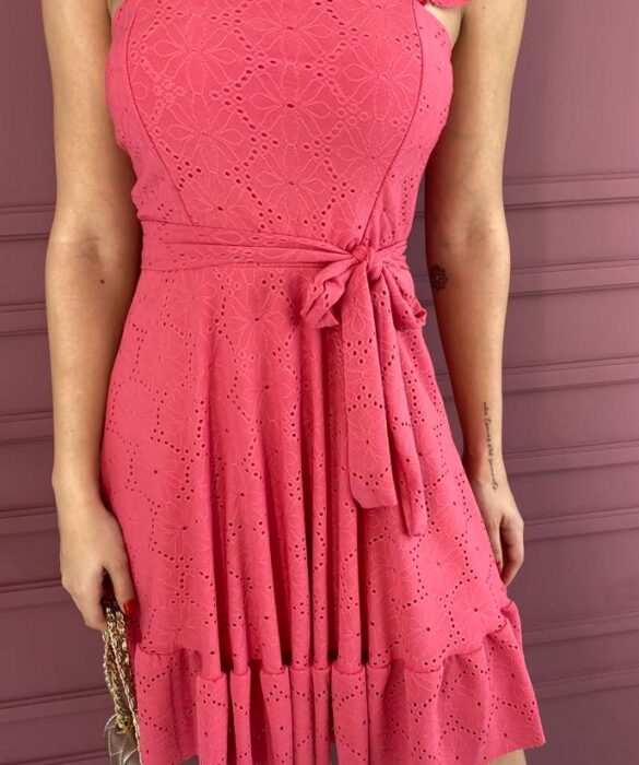 fernandaramosstore com br vestido curto com bojo malha laise com amarracao rose copia 1