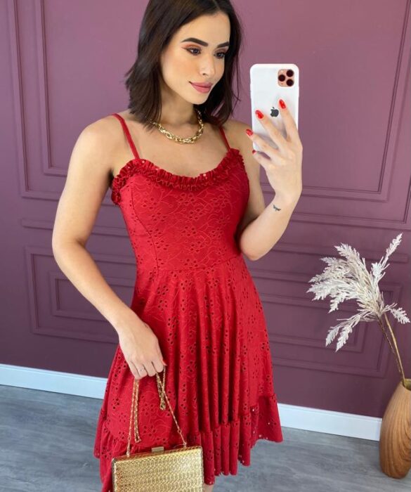 fernandaramosstore com br vestido curto com bojo malha laise vermelho 2