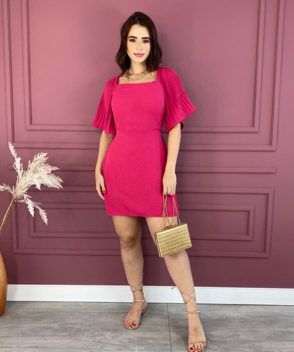 fernandaramosstore com br vestido curto com bojo manga plissada pink 1