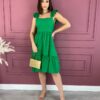 Vestido Curto sem Bojo de Laise Alça Babados Verde Bandeira Fernanda Ramos Store