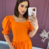 fernandaramosstore com br vestido curto sem bojo de laise manga com lastex laranja 1