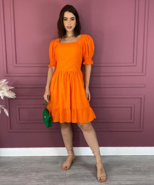 fernandaramosstore com br vestido curto sem bojo de laise manga com lastex laranja 2