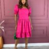 Vestido Curto sem Bojo de Laise Manga com Lastex Pink Fernanda Ramos Store