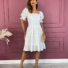 Vestido Curto sem Bojo de Laise Viscolinho Branco Fernanda Ramos Store