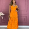 fernandaramosstore com br vestido longo com bojo laise com fenda laranja 1