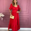 fernandaramosstore com br vestido longo com bojo pipoquinha manga curta vermelho 1