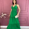 Vestido Longo com Bojo Verde Alças com Detalhe Fernanda Ramos Store