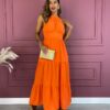 fernandaramosstore com br vestido longo com bojo viscolinho com amarracao laranja