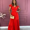 Vestido Longo sem Bojo Botões Falso Pipoquinha Vermelho Fernanda Ramos Store