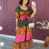 fernandaramosstore com br vestido longo sem bojo com lastex verde pink e laranja 1